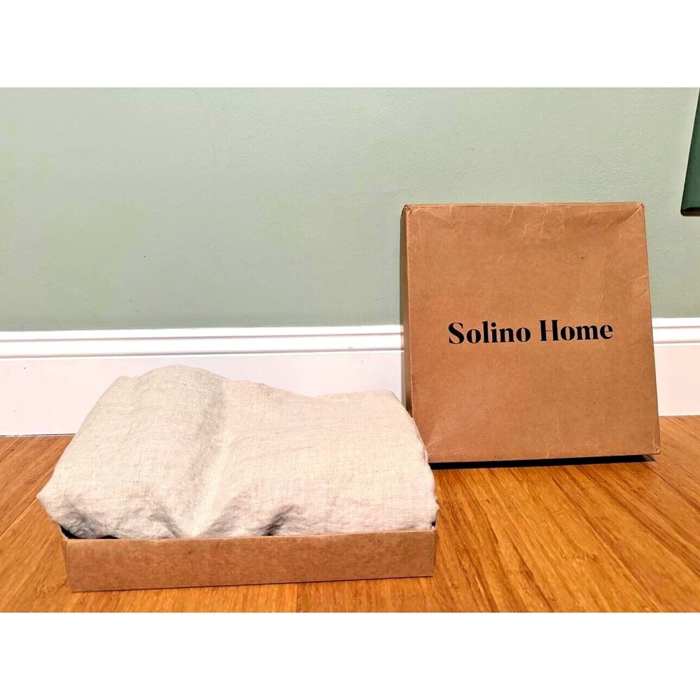 Solino Home 100% Pure Linen Tablecloth,  108" L x 60" W Machine Washable